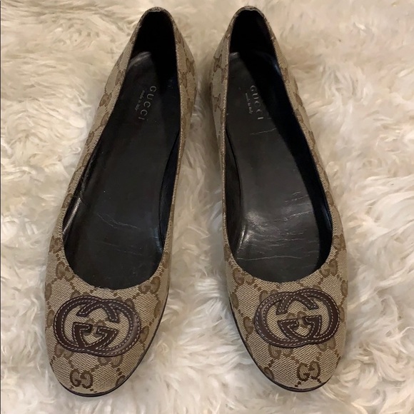 Gucci Shoes - Gucci Canvas Logo Monogram Ballet Flats